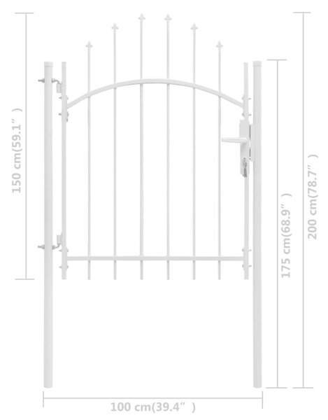 VidaXL Καγκελόπορτα Λευκή 1 x 2 μ. Ατσάλινη