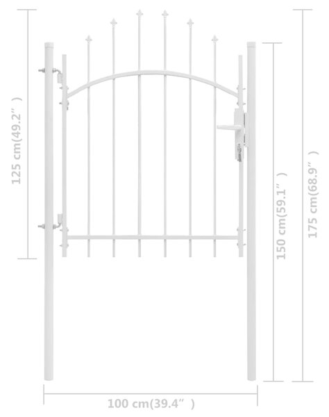 VidaXL Καγκελόπορτα Λευκή 1 x 1,75 μ. Ατσάλινη