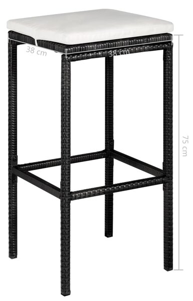 VidaXL Σετ Τραπεζαρίας Εξ. Χώρου 5 τεμ. Μαύρο Συνθ. Ρατάν με Μαξιλάρια