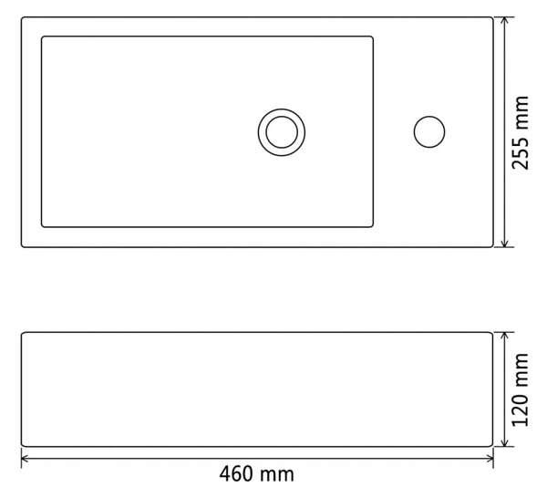 VidaXL Νιπτήρας Ορθογώνιος Οπή Βρύσης Μαύρος 46x25,5x12 εκ. Κεραμικός