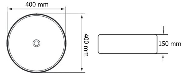 VidaXL Νιπτήρας Στρογγυλός Μαύρος 40 x 15 εκ. Κεραμικός