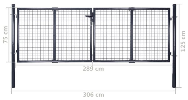 VidaXL Πόρτα Περίφραξης με Πλέγμα Γκρι 289 x 75 εκ. Γαλβαν. Χάλυβας