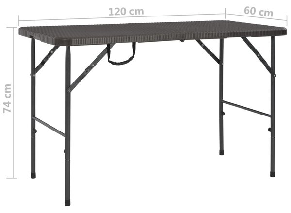 VidaXL Τραπέζι Κήπου Πτυσσόμενο Καφέ με Όψη Ρατάν 120x60x74 εκ. HDPE