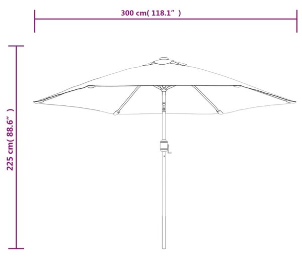 VidaXL Ομπρέλα Κήπου με LED Χρώμα Taupe 300 εκ. με Ατσάλινο Ιστό