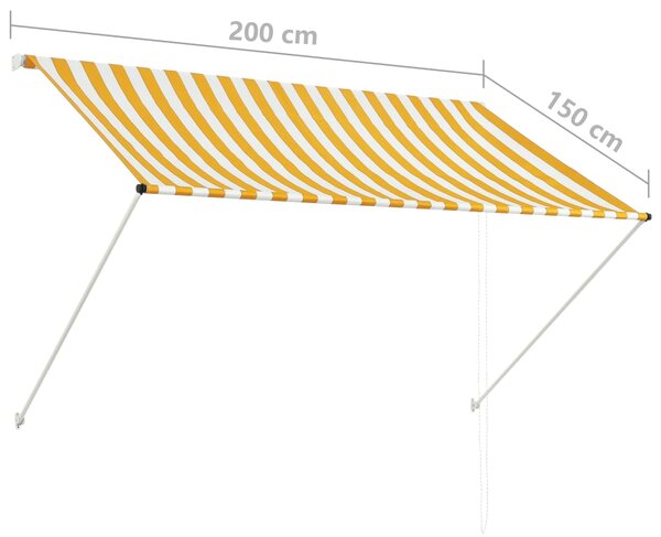 VidaXL Τέντα Συρόμενη Κίτρινο / Λευκό 200 x 150 εκ