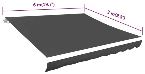 VidaXL Τεντόπανο Ανθρακί 600 x 300 εκ. από Καραβόπανο