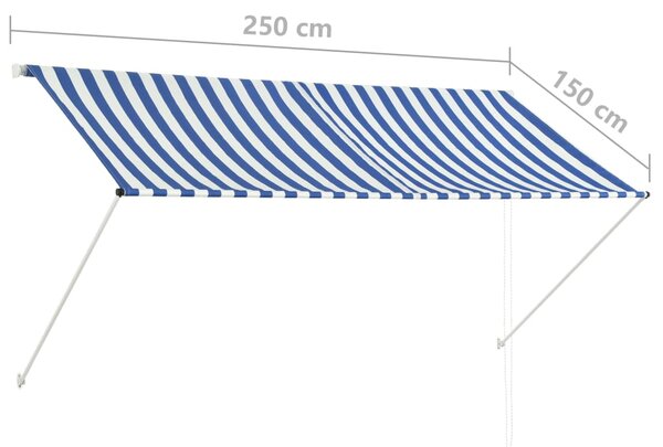 VidaXL Τέντα Συρόμενη Μπλε / Λευκό 250 x 150 εκ