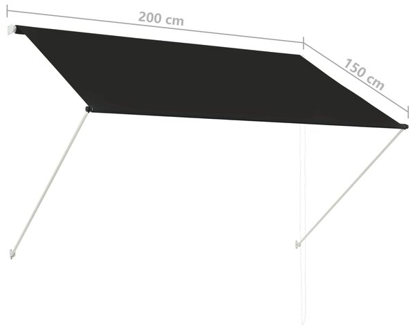 VidaXL Τέντα Συρόμενη Ανθρακί 200 x 150 εκ