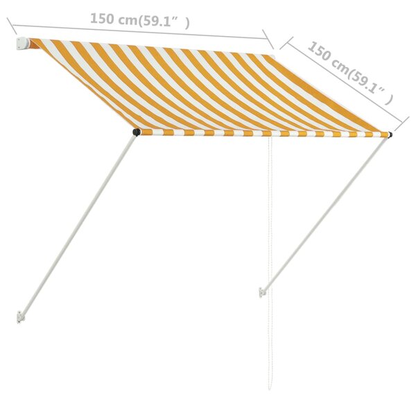 VidaXL Τέντα Συρόμενη Κίτρινο / Λευκό 150 x 150 εκ