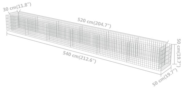 VidaXL Συρματοκιβώτιο-Γλάστρα Υπερυψωμένη 540x50x50 εκ. Γαλβ. Χάλυβας