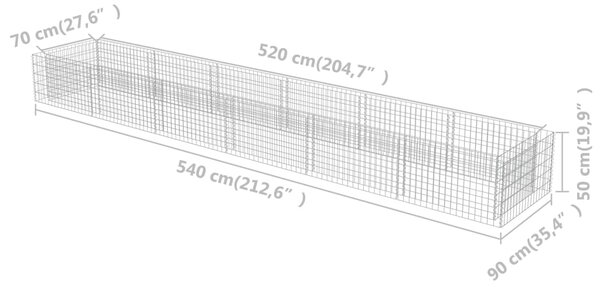 VidaXL Συρματοκιβώτιο-Γλάστρα Υπερυψωμένη 540x90x50 εκ. Γαλβ. Χάλυβας