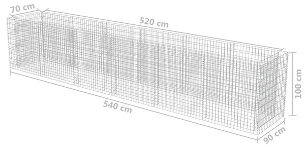 VidaXL Συρματοκιβώτιο-Γλάστρα Υπερυψωμένη 540x90x100 εκ. Γαλβ. Χάλυβας