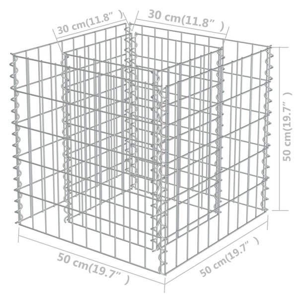 VidaXL Συρματοκιβώτιο-Γλάστρα Υπερυψωμένη 50x50x50 εκ. Γαλβ. Χάλυβας