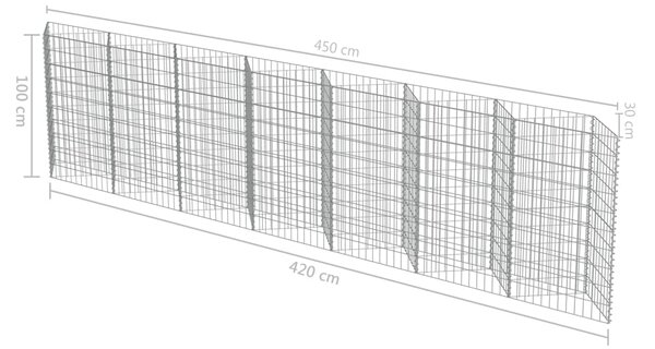 VidaXL Συρματοκιβώτιο Τοίχος 450x30x100 εκ. από Γαλβανισμένο Χάλυβα