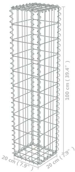 VidaXL Συρματοκιβώτιο Τοίχος 20x20x100 εκ. Γαλβαν.Χάλυβας + Καλύμματα