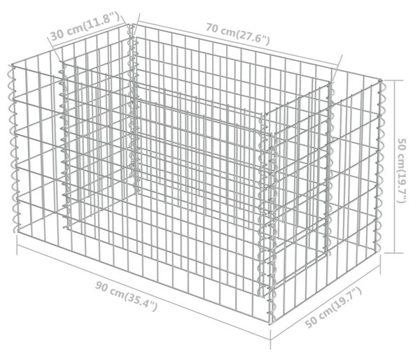 VidaXL Συρματοκιβώτιο-Γλάστρα Υπερυψωμένη 90x50x50 εκ. Γαλβ. Χάλυβας