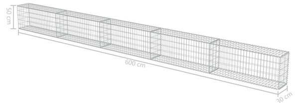 VidaXL Συρματοκιβώτιο Τοίχος 600x30x50 εκ. Γαλβαν.Χάλυβας + Καλύμματα