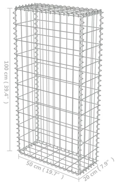 VidaXL Συρματοκιβώτιο Τοίχος 50x20x100 εκ. Γαλβαν.Χάλυβας + Καλύμματα