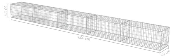 VidaXL Συρματοκιβώτιο Τοίχος 600x50x50 εκ. Γαλβαν. Χάλυβας + Καλύμματα