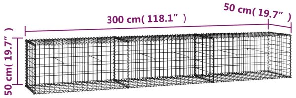 VidaXL Συρματοκιβώτιο Τοίχος 300x50x50 εκ. Γαλβαν.Χάλυβας + Καλύμματα