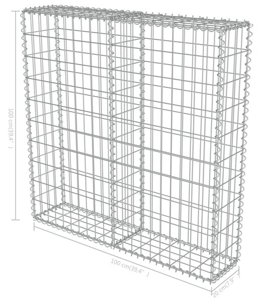 VidaXL Συρματοκιβώτιο Τοίχος 100x20x100 εκ. Γαλβαν.Χάλυβας + Καλύμματα