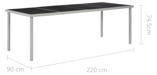 VidaXL Τραπέζι Κήπου Μαύρο 220 x 90 x 74,5 εκ. Ατσάλινο