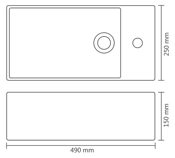 VidaXL Νιπτήρας με Οπή Υπερχείλισης Ασημί 49x25x15 εκ. Κεραμικός