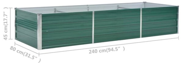 VidaXL Ζαρντινιέρα Υπερυψωμένη Γκρι 240x80x45 εκ. Γαλβανισμ. Χάλυβας