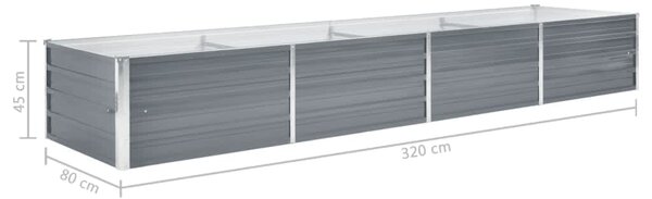 VidaXL Ζαρντινιέρα Υπερυψωμένη Γκρι 320x80x45 εκ. Γαλβανισμ. Χάλυβας