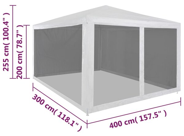 VidaXL Τέντα Εκδηλώσεων με 4 Τοιχώματα με Δίχτυ 4 x 3 μ