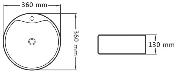 VidaXL Νιπτήρας με Οπή Υπερχείλισης Λευκός 36 x 13 εκ. Κεραμικός