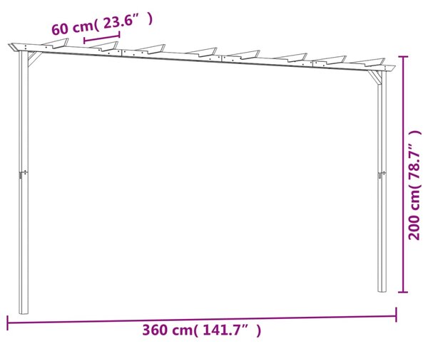 VidaXL Πέργκολα Κήπου 360 x 200 x 60 εκ. από Εμποτισμένο Ξύλο Πεύκου