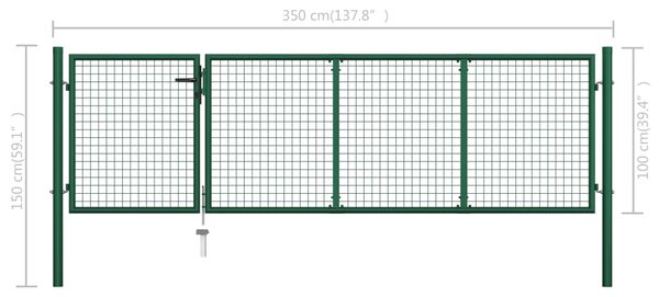 VidaXL Πόρτα Περίφραξης Κήπου Πράσινη 350 x 100 εκ. Ατσάλινη
