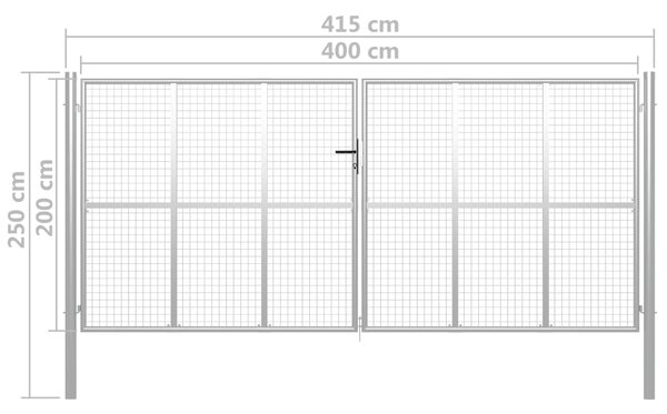 VidaXL Πόρτα Περίφραξης Ασημί 415 x 250 εκ. από Γαλβανισμένο Χάλυβα