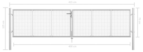 VidaXL Πόρτα Περίφραξης Ασημί 415 x 125 εκ. από Γαλβανισμένο Χάλυβα