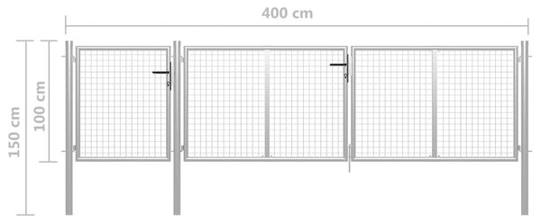 VidaXL Πόρτα Περίφραξης Κήπου Ασημί 400 x 100 εκ. Ατσάλινη