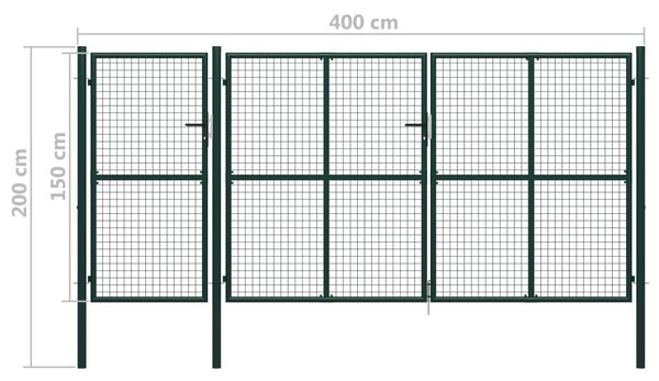 VidaXL Πόρτα Περίφραξης Κήπου Πράσινη 400 x 150 εκ. Ατσάλινη