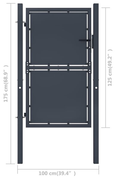 VidaXL Πόρτα Περίφραξης Κήπου Ανθρακί 100 x 125 εκ. Ατσάλινη