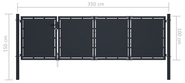 VidaXL Πόρτα Περίφραξης Κήπου Ανθρακί 350 x 100 εκ. Ατσάλινη