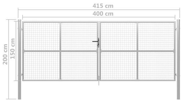 VidaXL Πόρτα Περίφραξης Ασημί 415 x 200 εκ. από Γαλβανισμένο Χάλυβα