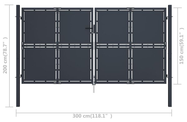 VidaXL Πόρτα Περίφραξης Κήπου Ανθρακί 300 x 150 εκ. Ατσάλινη