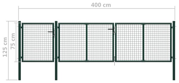 VidaXL Πόρτα Περίφραξης Κήπου Πράσινη 400 x 75 εκ. Ατσάλινη