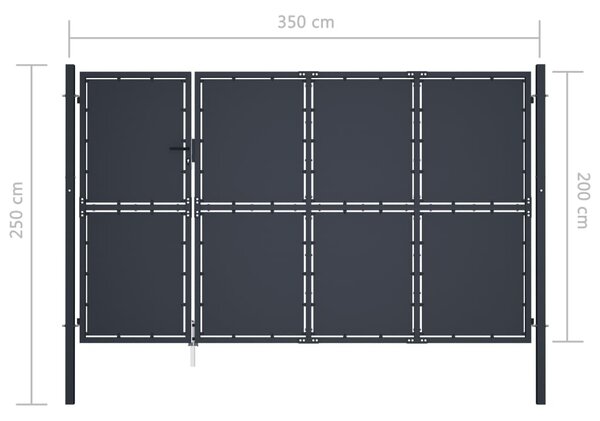 VidaXL Πόρτα Περίφραξης Κήπου Ανθρακί 350 x 200 εκ. Ατσάλινη