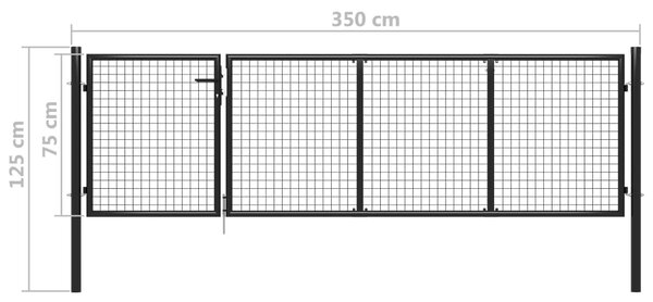 VidaXL Πόρτα Περίφραξης Κήπου Ανθρακί 350 x 75 εκ. Ατσάλινη