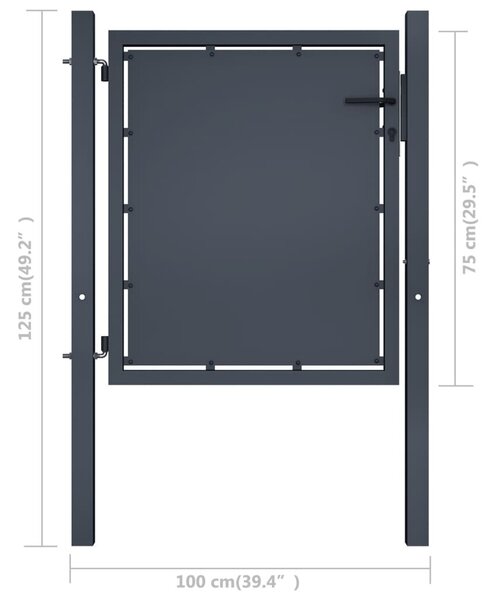 VidaXL Πόρτα Περίφραξης Κήπου Ανθρακί 100 x 75 εκ. Ατσάλινη