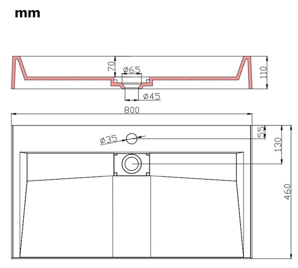 VidaXL Νιπτήρας Λευκός 80x46x11 εκ. Συνθετικός από Τεχνητό Μάρμαρο