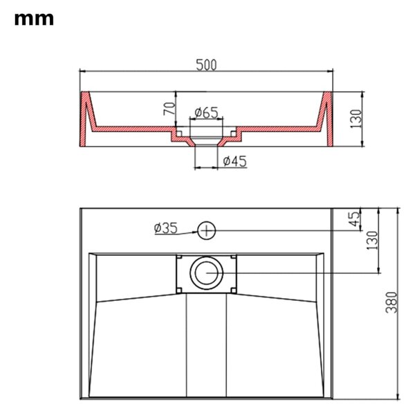 VidaXL Νιπτήρας Λευκός 50x38x13 εκ. Συνθετικός από Τεχνητό Μάρμαρο