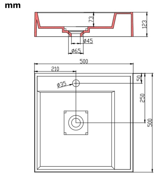 VidaXL Νιπτήρας Λευκός 50x50x12,3 εκ. Συνθετικός από Τεχνητό Μάρμαρο