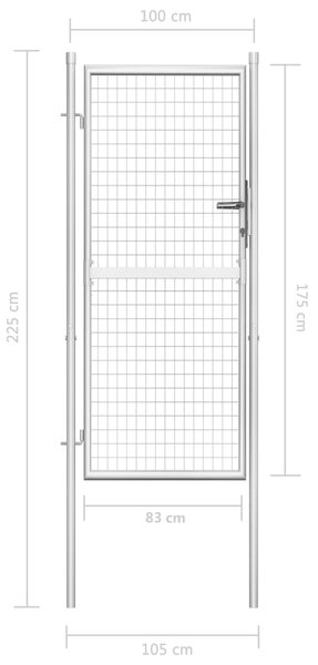 VidaXL Πόρτα Περίφραξης Ασημί 105 x 225 εκ. από Γαλβανισμένο Χάλυβα