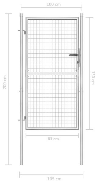 VidaXL Πόρτα Περίφραξης Ασημί 105 x 200 εκ. από Γαλβανισμένο Χάλυβα
